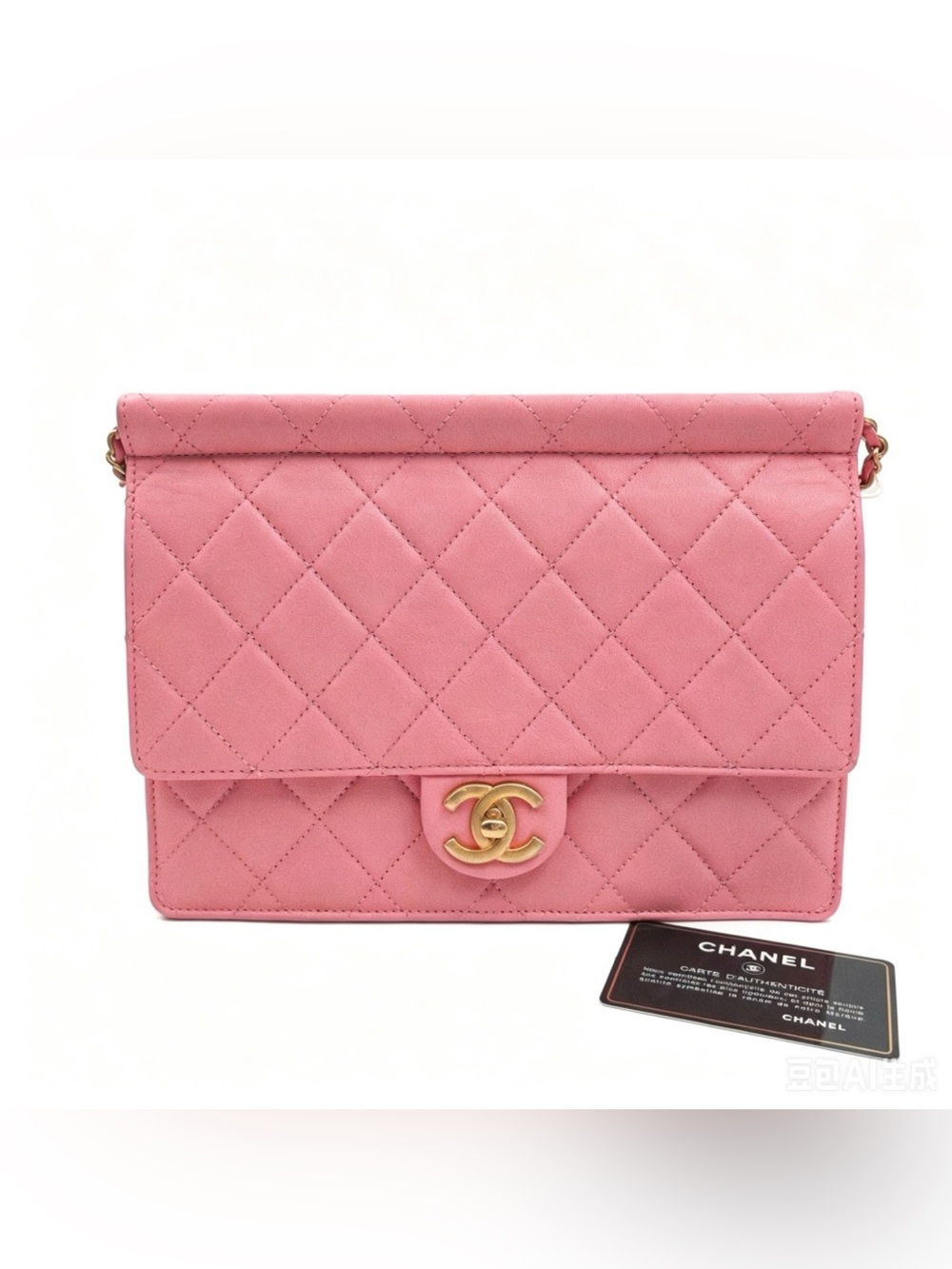 CHANEL Pink Quilted CC Flap Shoulder Bag with Gold Hardware